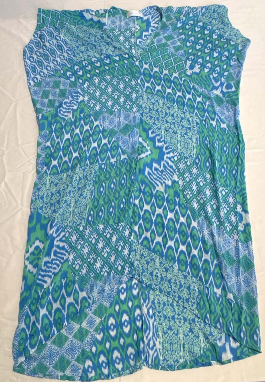 Walker & Wade Tunic Dress Blue Green Geometric